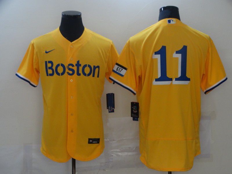 Men Boston Red Sox #11 No name Yellow Elite 2021 Nike MLB Jerseys